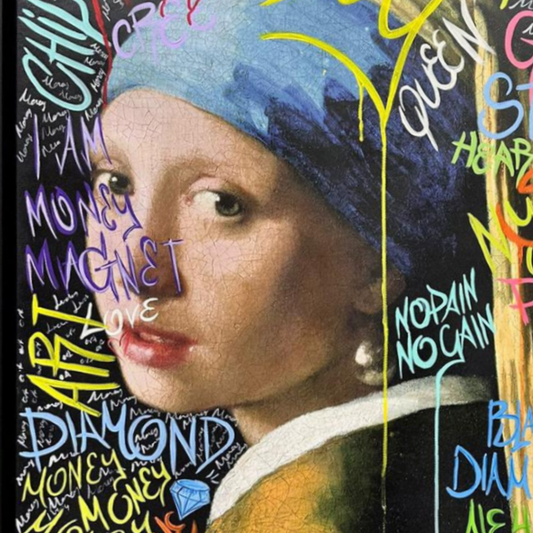 İnci Küpeli Kız Street Art Tablo