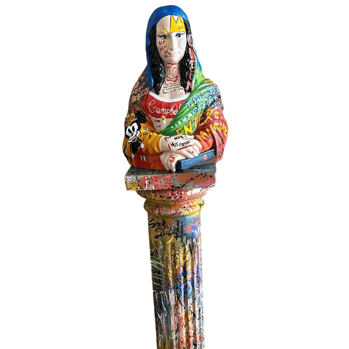 Pop Art Mona Lisa x Street Art Column Sculpture - vinterro