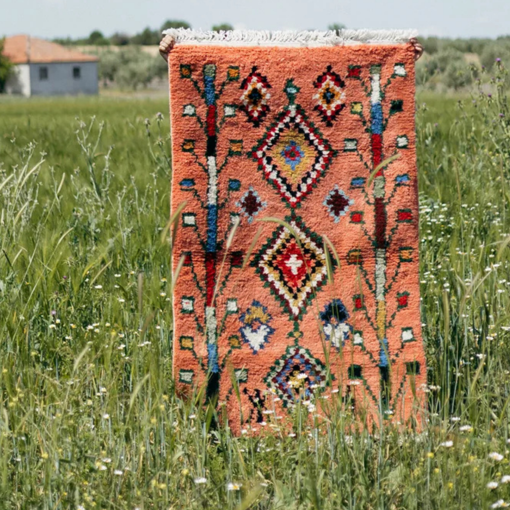 Hayat Ağacı El Dokuma Halı - Somon - vinterro