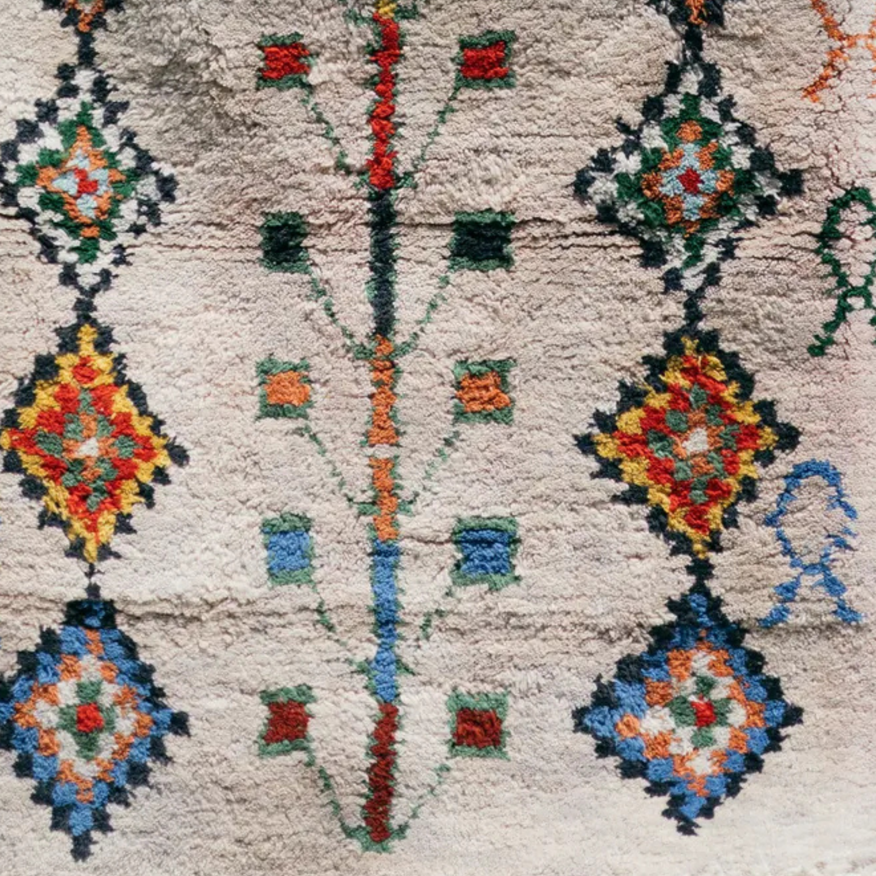 Hayat Ağacı El Dokuma Halı Krem - vinterro