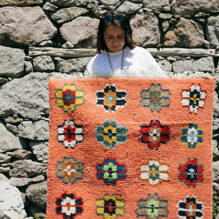 Flowers El Dokuma Halı - Somon - vinterro