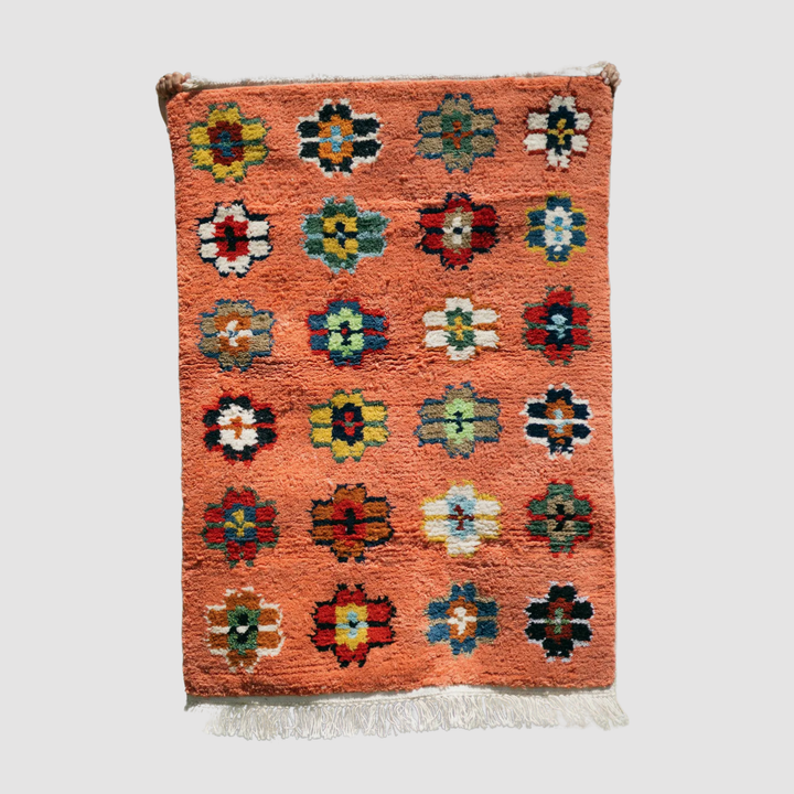 Flowers El Dokuma Halı - Somon - vinterro