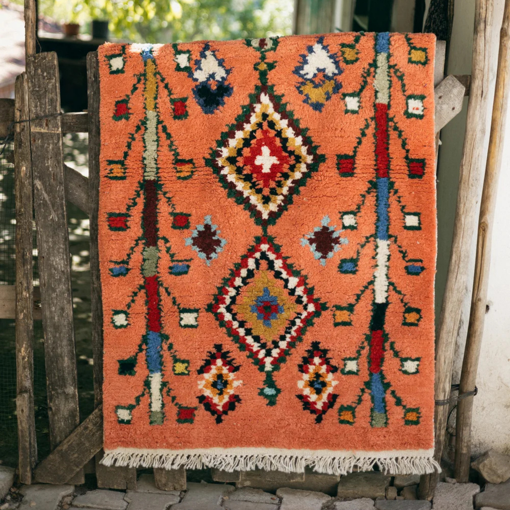 Hayat Ağacı El Dokuma Halı - Somon - vinterro