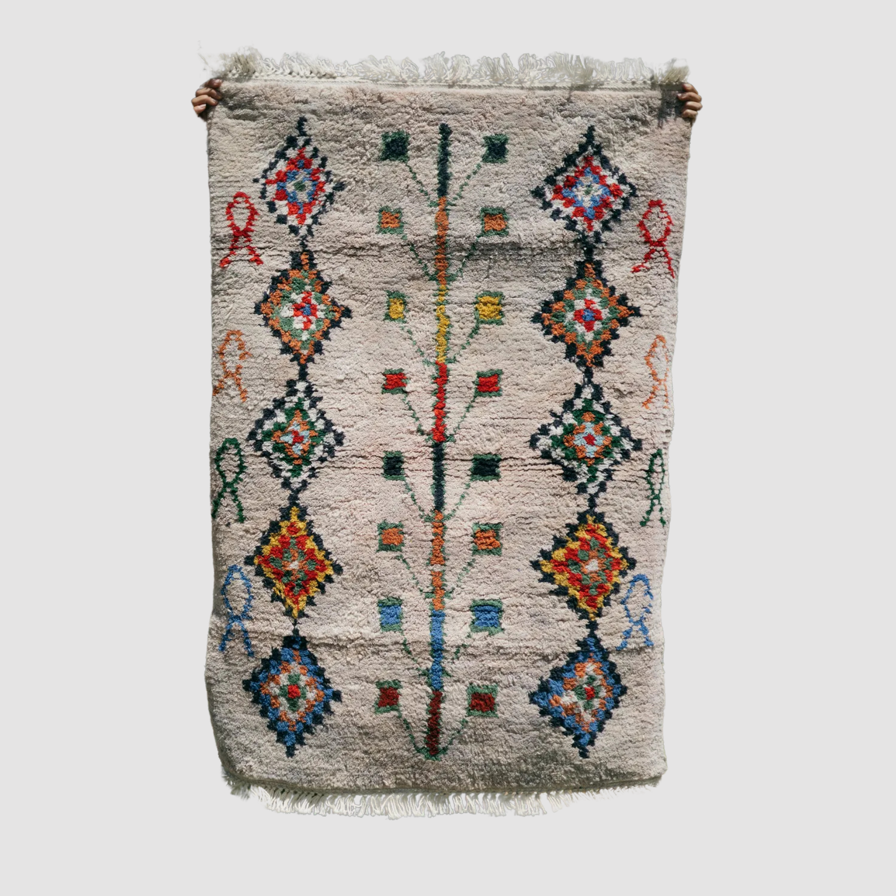 Hayat Ağacı El Dokuma Halı Krem - vinterro