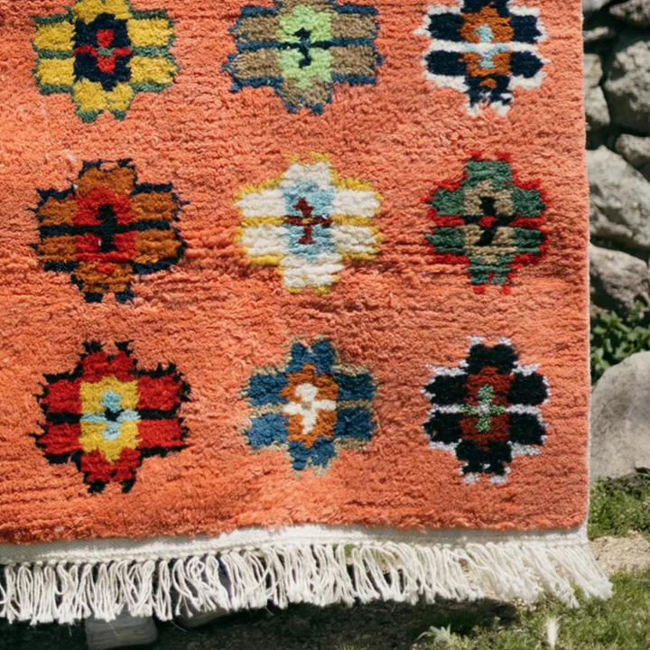 Flowers El Dokuma Halı - Somon - vinterro