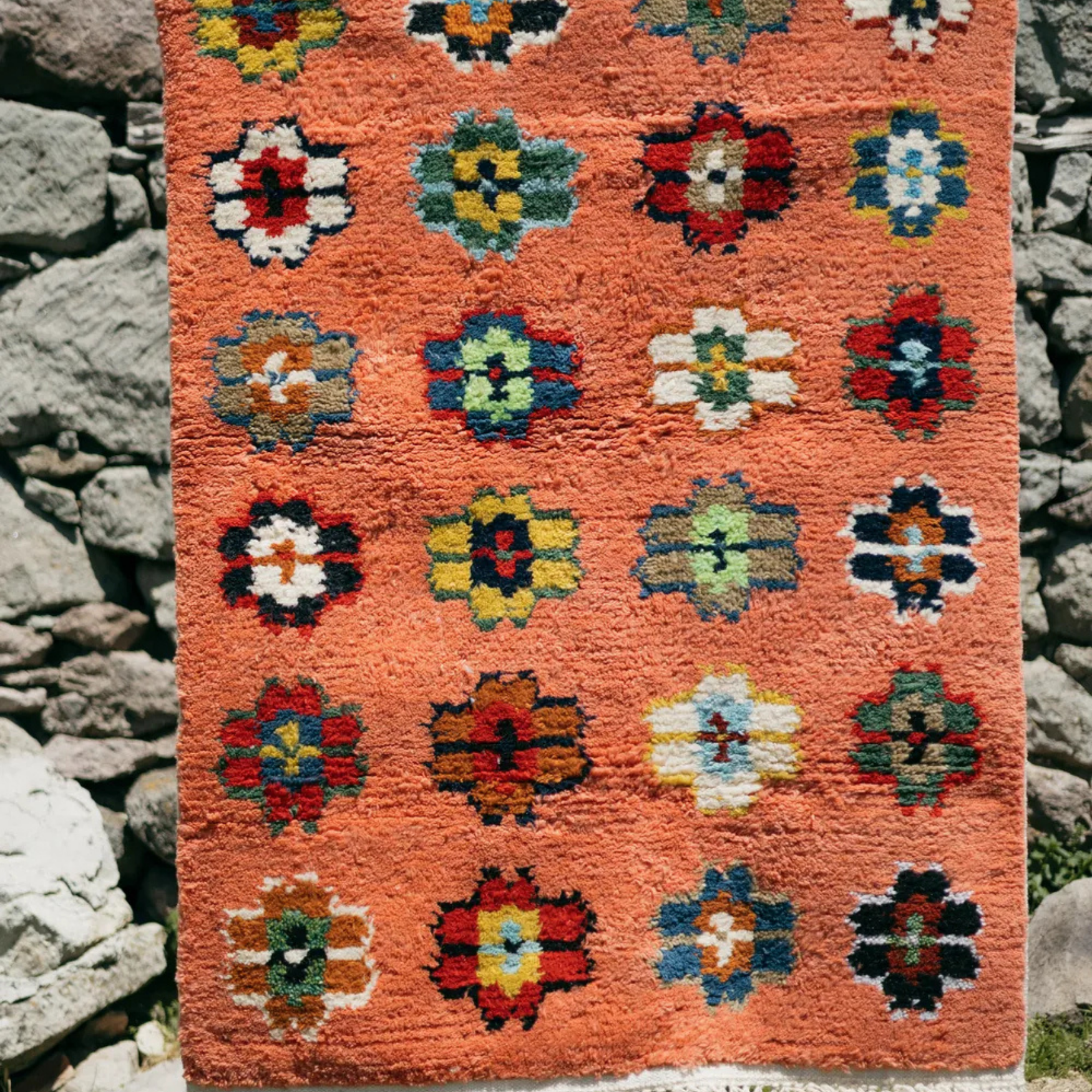 Flowers El Dokuma Halı - Somon - vinterro