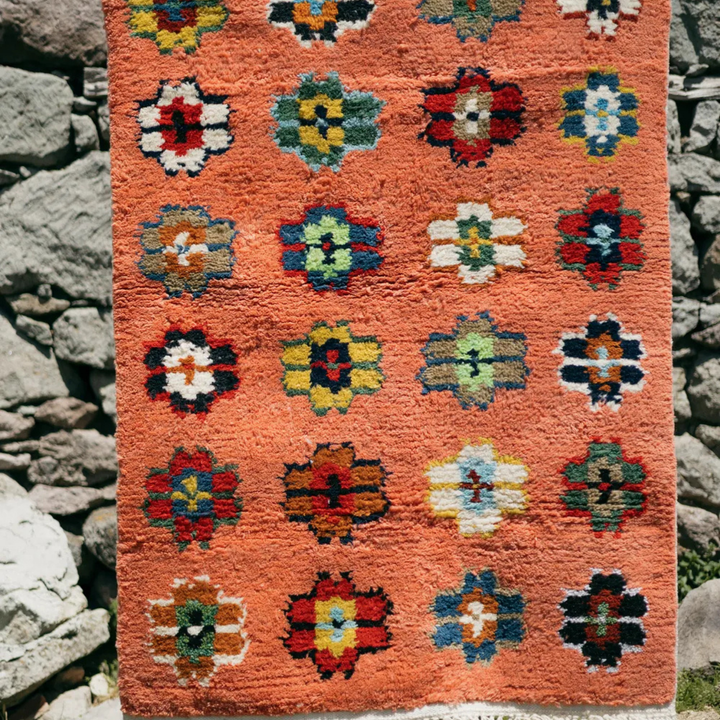 Flowers El Dokuma Halı - Somon - vinterro