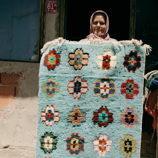 Flowers El Dokuma Halı - vinterro